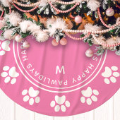 Paw Print Wath Monogram Pink Weihnachten Polyester Weihnachtsbaumdecke