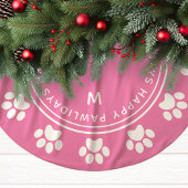 Paw Print Wath Monogram Pink Weihnachten Polyester Weihnachtsbaumdecke