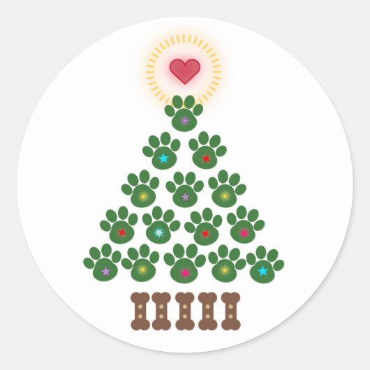 Paw Print Weihnachtsbaum Stickers (Vorderseite)