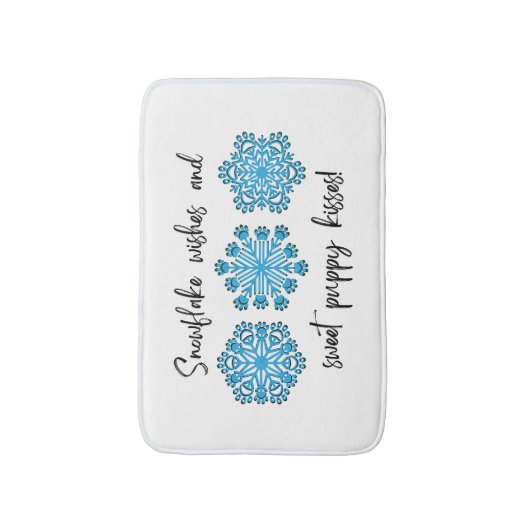 Paw Print Winter Snowflake Badematte (Vorderseite Vertikal)