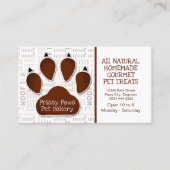 Paw Print with Message and Name in Brown Visitenkarte (Vorderseite)