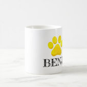 Paw Print Yellow PET NAME Modern Four Legacy Fun Verwandlungstasse (Mittel)