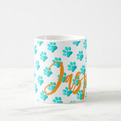 Paw Prints Aqua Pet NAME Orange Cat Dog Fun Kaffeetasse (Mittel)