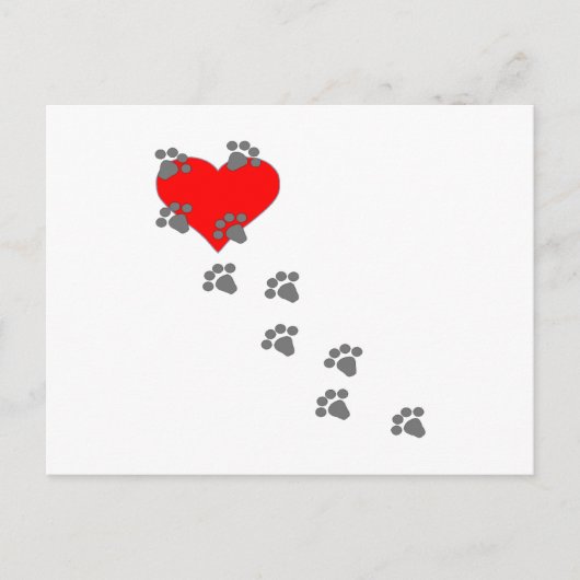 Paw Prints auf Herz Postkarte (Vorderseite)