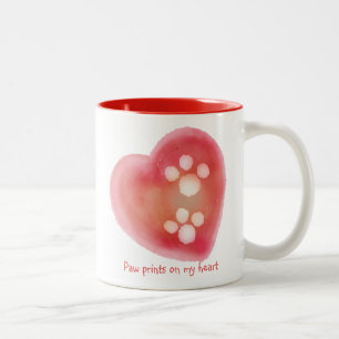 Paw Prints auf meinem Herzen Zweifarbige Tasse