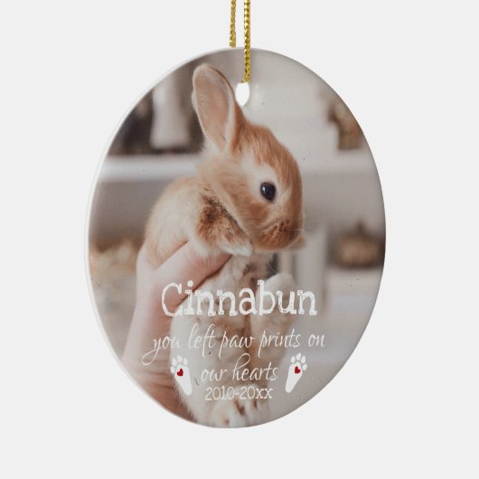Paw Prints auf unserem Herz-Foto Bunny Memorial Keramik Ornament (Rechts)