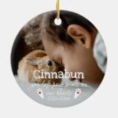 Paw Prints auf unserem Herz-Foto Bunny Memorial Keramik Ornament (Hinten)