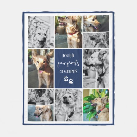 Paw Prints auf unserer Hearts Blue Pet Memorial Co Fleecedecke (Vorderseite)