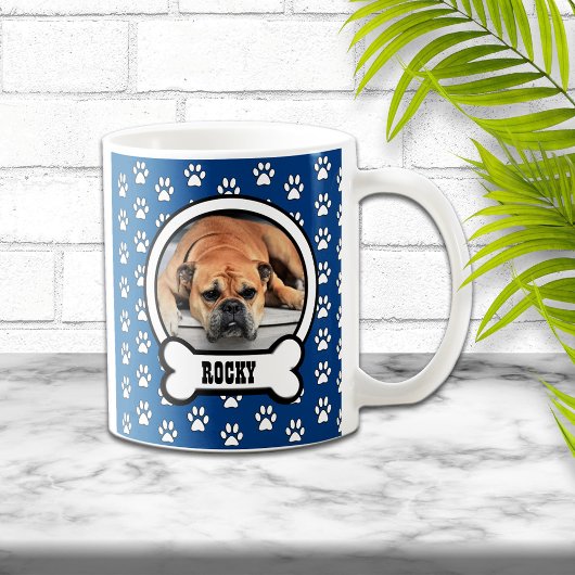 Paw Prints Blue Pet Foto Tasse