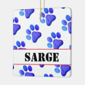 Paw Prints Blue PET NAME Patriotic Dog Cat Fun Keramikornament (Links)