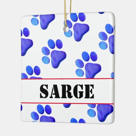 Paw Prints Blue PET NAME Patriotic Dog Cat Fun Keramikornament (Links)