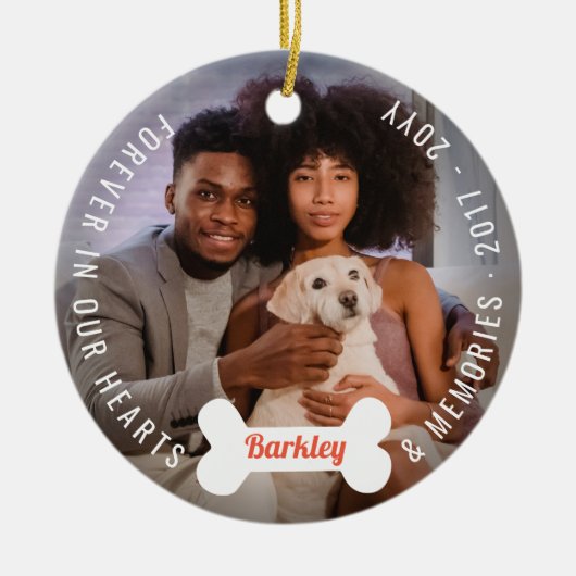 Paw Prints & Bones Hund Lover Pet Memorial Foto Keramik Ornament (Vorne)