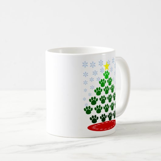Paw Prints Christmas Tree Tasse (VorderseiteRechts)