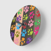 Paw Prints Clock Runde Wanduhr (Winkel)
