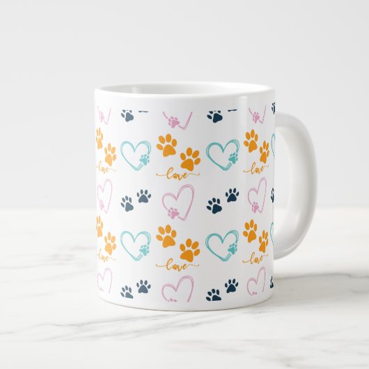 Paw Prints Cute Dog Lover Jumbo-Tasse (Vorderseite Rechts)