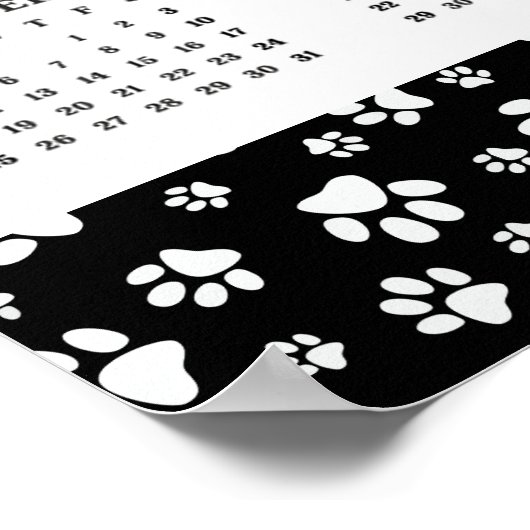 Paw Prints Design 2026 Calendar Poster (Ecke)