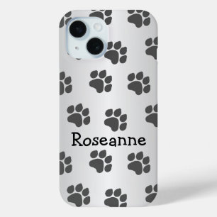 Paw Prints Design grau gefärbt Personalisiert Case-Mate iPhone Hülle