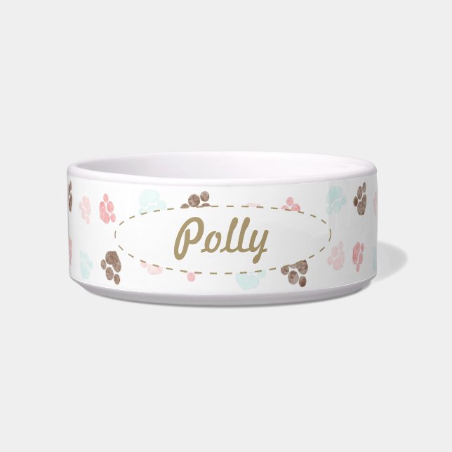 Paw Prints Dog Cat Personalisiert Mocha Baby Napf (Vorderseite)