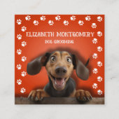 Paw Prints Dog Groomer Quadratische Visitenkarte (Vorderseite)