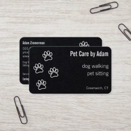 Paw Prints Dog Walker Pet Sitter Premium Black Visitenkarte