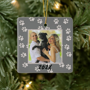 Paw Prints Family Hunde Katze Doppelseitige Orname Keramikornament