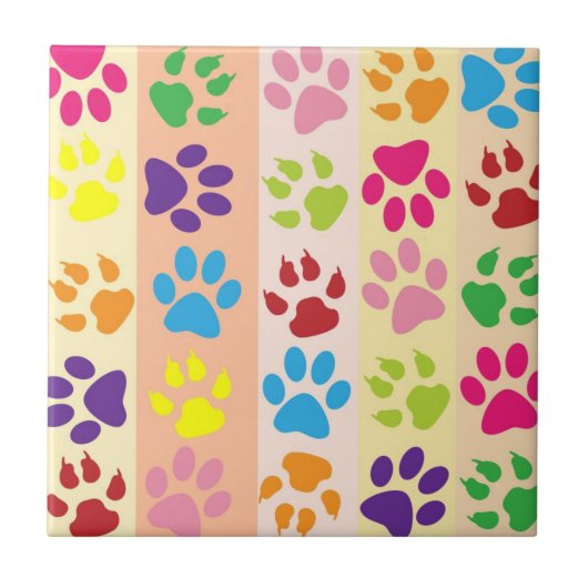Paw Prints Fliese (Vorderseite)