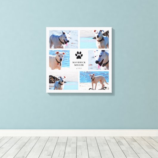 Paw Prints - FotoCollage für Hunde Leinwanddruck (Insitu (Holzboden))
