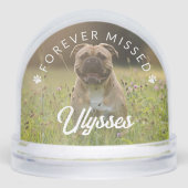 Paw Prints für immer fehlen Name Dog Foto Schneekugeln (Vorderseite)