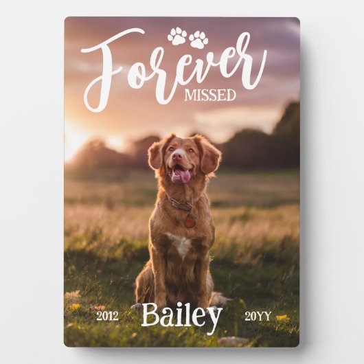 Paw Prints für immer Fehlgeduldigtes Hund-Foto Fotoplatte (Vorderseite)