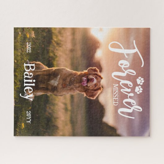 Paw Prints für immer Fehlgeduldigtes Hund-Foto Puzzle (Horizontal)