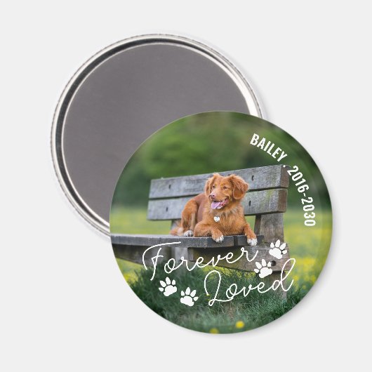 Paw Prints für immer geliebter Text Magnet (Vorderseite/Rückseite)