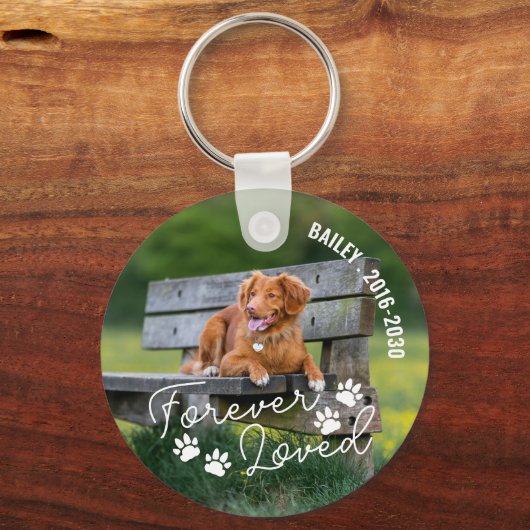 Paw Prints für immer geliebter Text Schlüsselanhänger (Vorderseite)