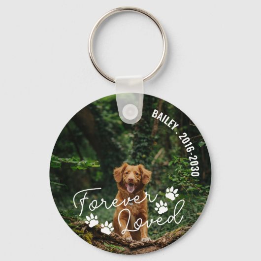 Paw Prints für immer geliebter Text Schlüsselanhänger (Rückseite)