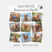 Paw Prints für immer in unserem Hearts Dog Pet Mem Fleecedecke (Vorderseite)
