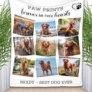 Paw Prints für immer in unserem Hearts Dog Pet Mem Fleecedecke