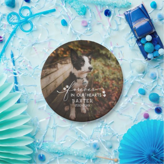 Paw Prints für immer in unserem Herz Pet Foto Pappteller (Party)