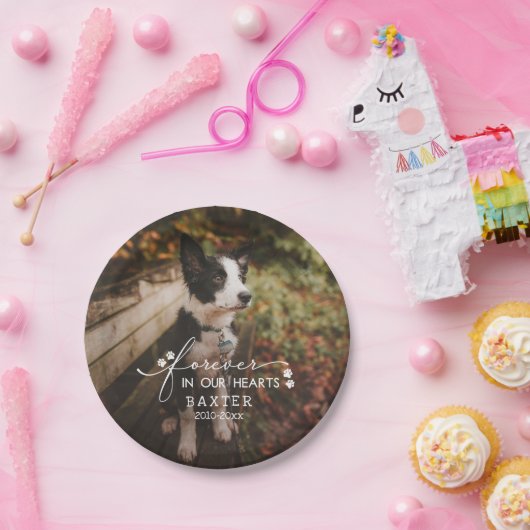 Paw Prints für immer in unserem Herz Pet Foto Pappteller (Party)