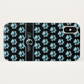 Paw Prints Glitzer Aquamarin Blue Stylisches Monog Case-Mate iPhone Hülle (Rückseite (Horizontal))