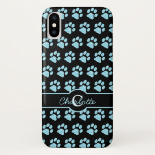 Paw Prints Glitzer Aquamarin Blue Stylisches Monog Case-Mate iPhone Hülle
