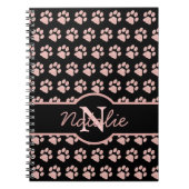 Paw Prints Glitzer Rose Gold Monogram Cat Dog Mama Notizblock (Vorderseite)