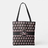 Paw Prints Glitzer Rose Gold Monogram Cat Dog Mama Tasche (Rückseite)
