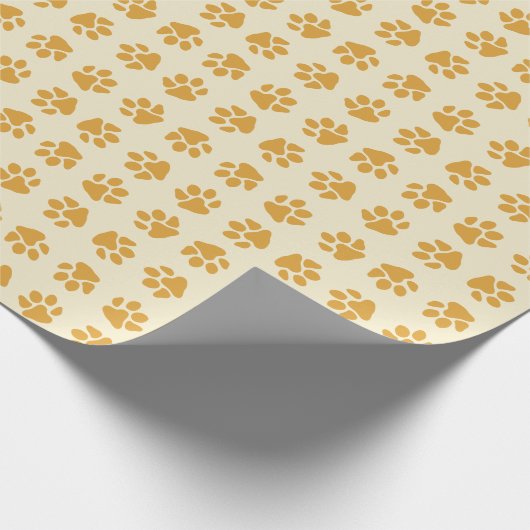 Paw Prints Gold Geschenkpapier (Ecke)