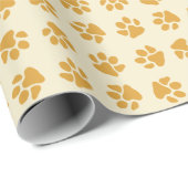 Paw Prints Gold Geschenkpapier (Rolleneckpunkt)