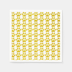 Paw Prints Gold Glitzer Weißer Funkelnd Niedlicher Serviette