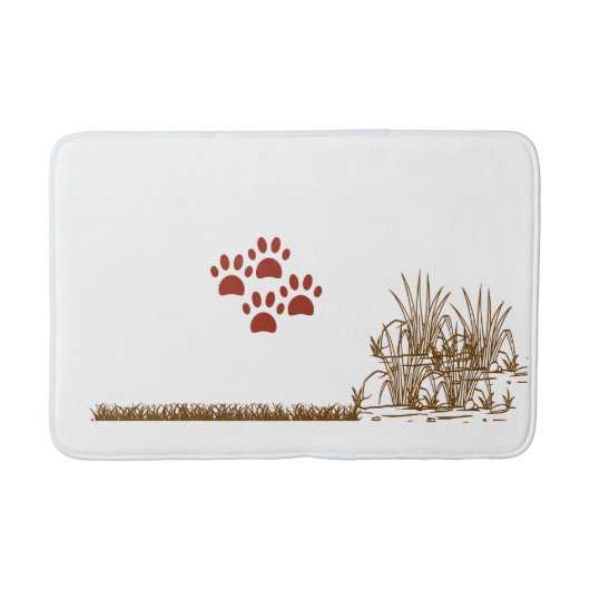"Paw Prints & Grass Corner Bathmat - spielerische Badematte (Vorderseite)