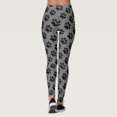 Paw Prints Gray Black Animal Patterns Niedlich Leggings (Rückseite)