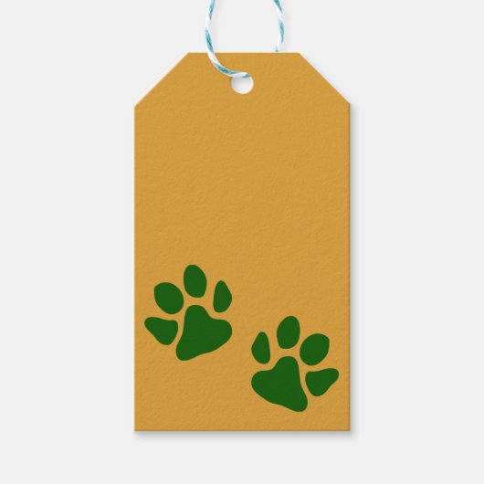 Paw Prints Green Geschenkanhänger (Vorderseite)