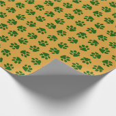 Paw Prints Green Geschenkpapier (Ecke)