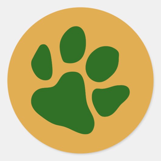 Paw Prints Green Runder Aufkleber (Vorderseite)