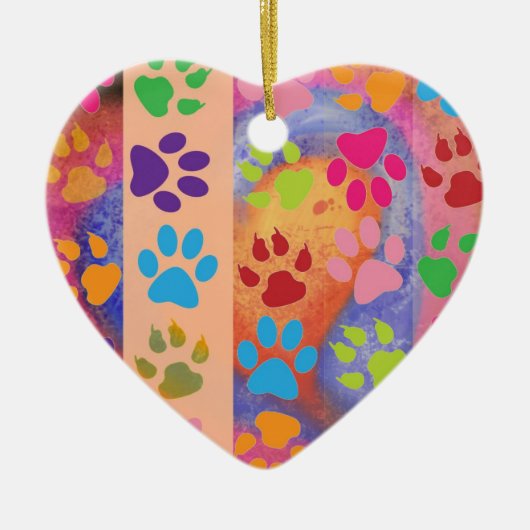Paw Prints Heart Shaped Ornament (Vorne)